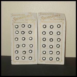 Vintage Czechoslovakian Glass Black Buttons with Rhinestones